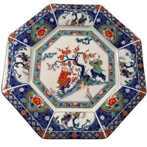 Japanese Cherry Blossom Vintage Porcelain Plate Octagonal 1930 Hand Painted